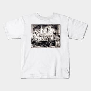 French Cafe Scene by Auguste Brouet 1872–1941 Kids T-Shirt